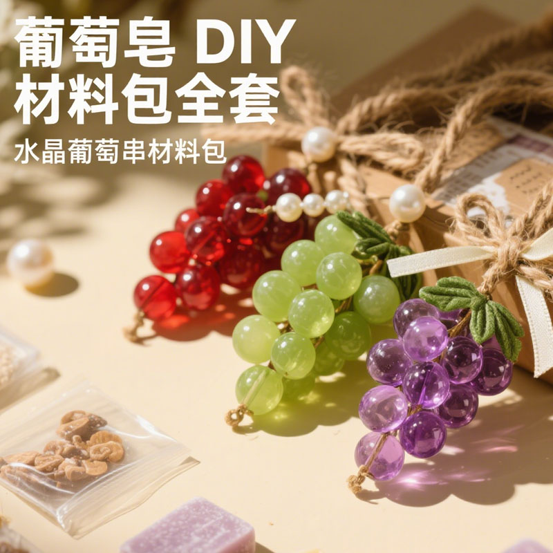 送diy女生小清新材料包香薰挂件礼物葡萄香皂，超可爱手工闺蜜必备