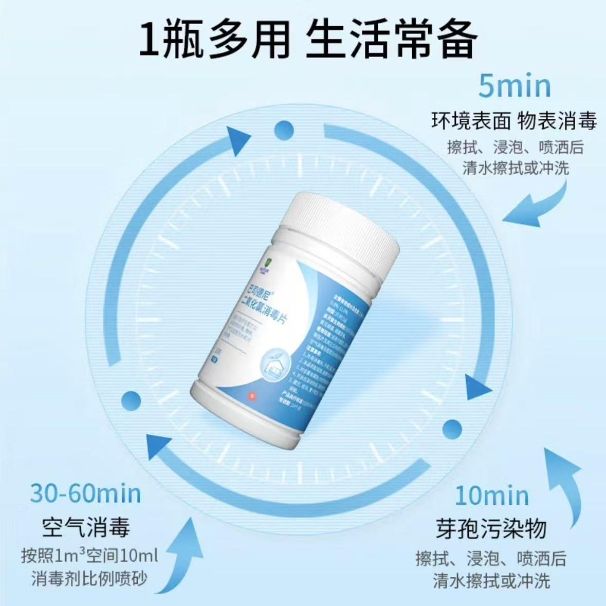 巴司德尼二氧化氯泡腾片：家庭、医院、学校的全能消毒神器，100粒装如何守护你的健康?