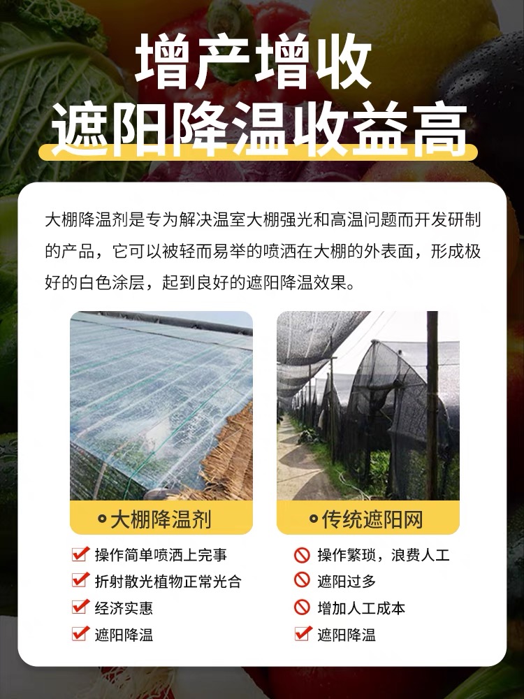 进口为农大棚降温剂：立凉温室大棚遮阳剂，利凉大棚温室降温防晒神器！
