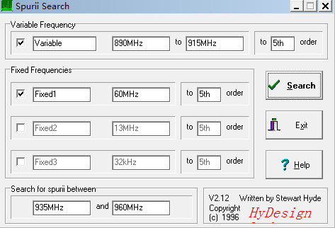 混频杂波计算软件(Spurii Search)V2.12绿色版