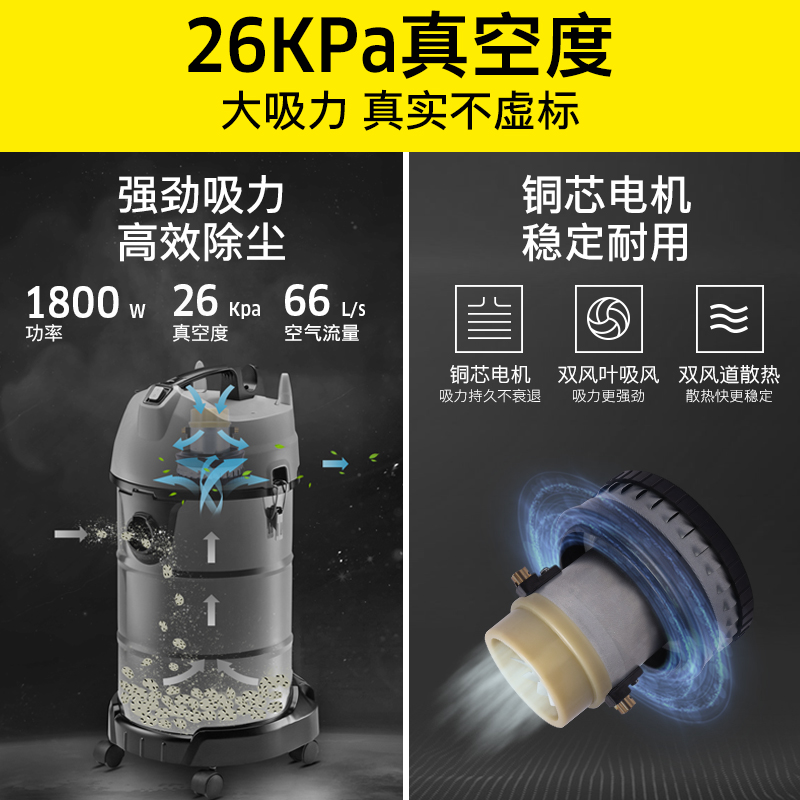 德国进口吸尘器：大吸力超静音，家用商用全能王！