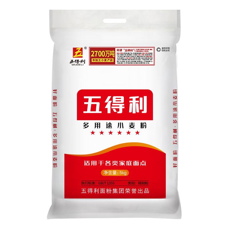 五得利5kg多用途小麦粉：烘焙界的全能战士，解锁你的美食创造力！