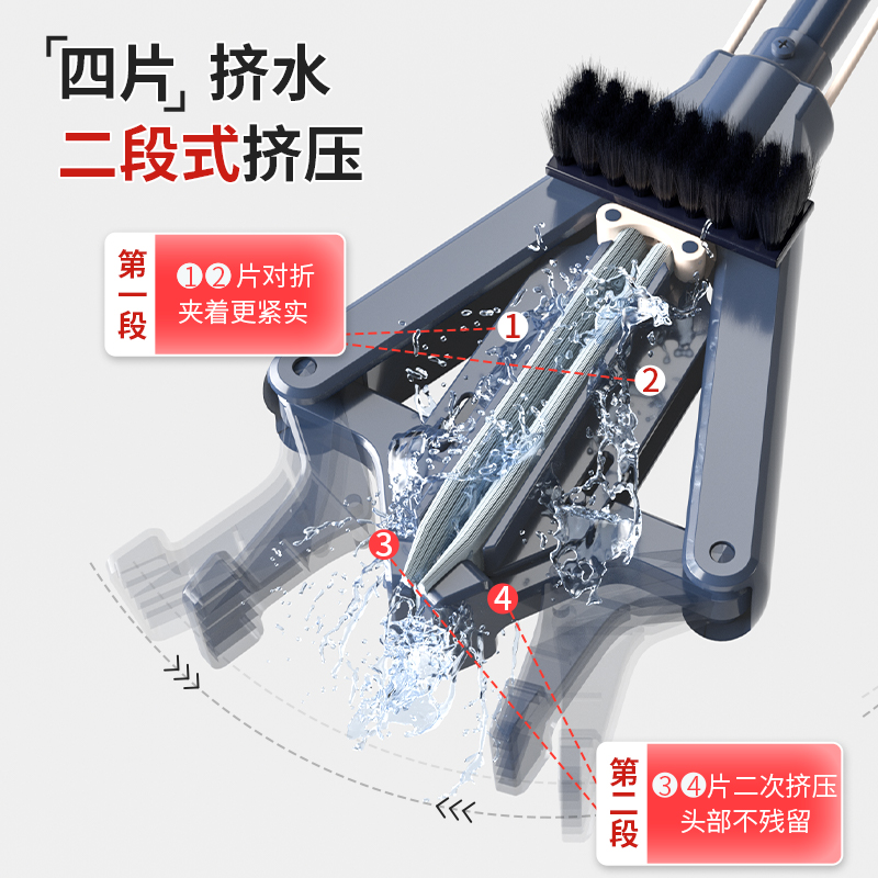 美添乐一体杆对折胶棉拖把：懒人必备，清洁神器，干湿两用！