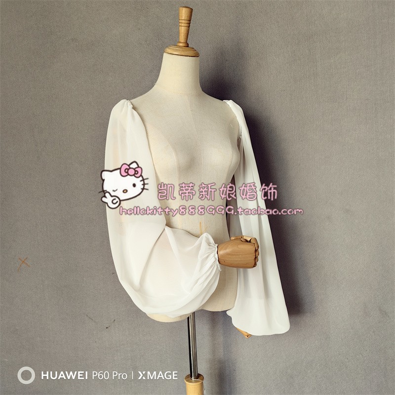 新款雪纺长款袖子上下松紧婚纱礼服：简约气质百搭，让你成为婚礼焦点！