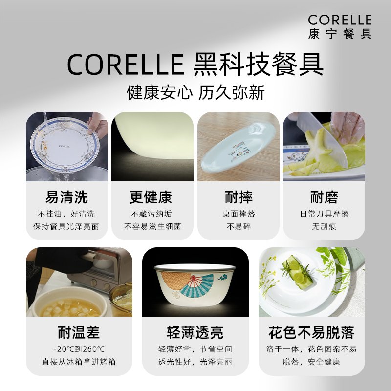 康宁玻璃餐具套装：美式浪漫，幸运草与樱花的邂逅