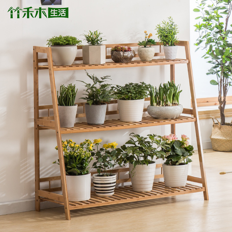 楠竹花架子｜客厅落地式多层花架推荐，新中式美学天花板！