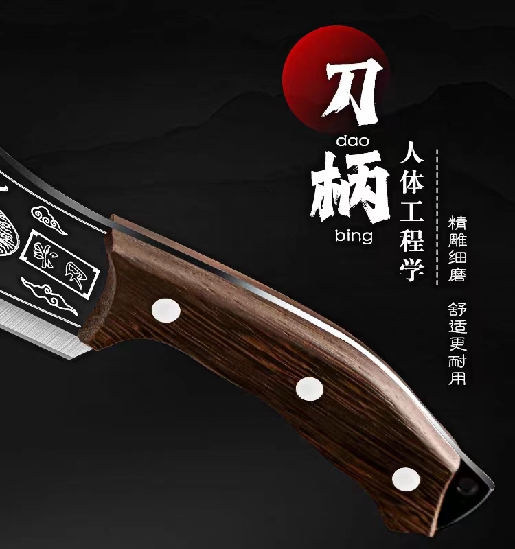 龙泉锻打砍骨刀：屠夫专用，户外劈柴，家用厨房全能王者！