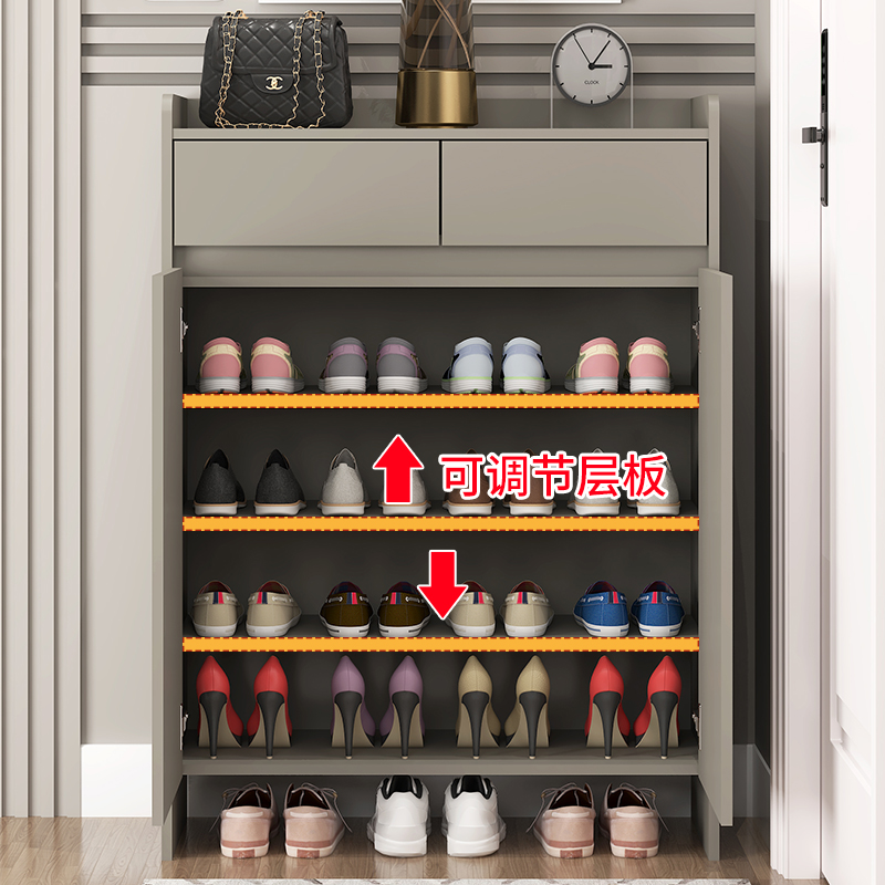 全友家居原木风客厅小户型实木鞋柜入户玄关隔断储物柜，解锁家居收纳新姿势！