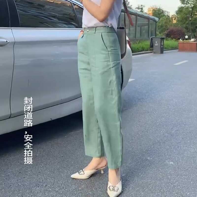 亚麻裤子女夏季薄款2025年新款显九分小个子设计感透气棉麻哈伦裤，真的值得入手吗？