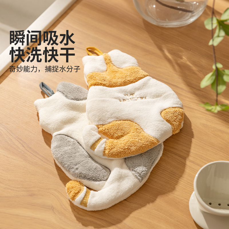 摩登主妇必备！珊瑚绒猫咪擦手巾，厨房新宠上线啦！