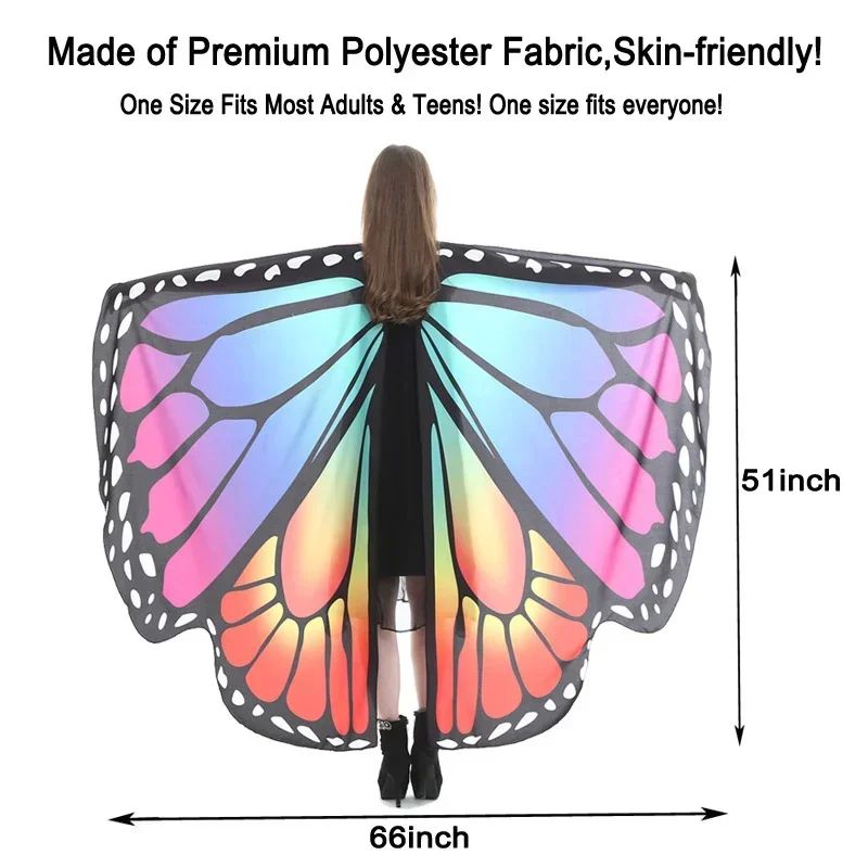 Rainbow Butterfly Wings Cape Shawl: 童话舞会的魔法必备神器！‍♀️✨