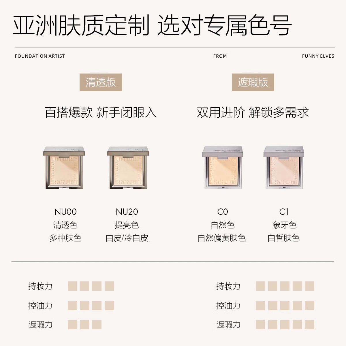 方里五色粉饼和清透粉饼哪个更好用？
