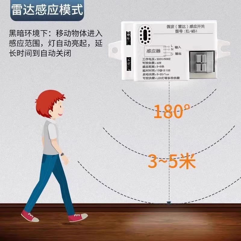 微波雷达感应开关：智能生活新体验，0.2-4米近距离，2-20米超远距离，让家更懂你！