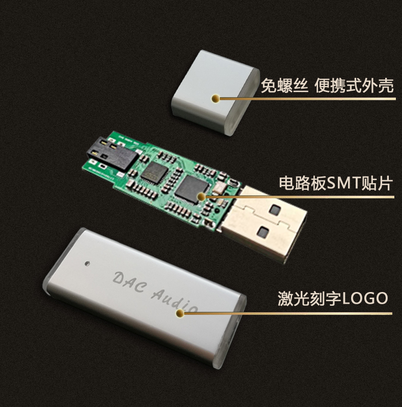 USB迷你便携式DAC解码器耳放HIFI发烧神器，CT7601+ES9018K2M，音质提升的秘密武器！