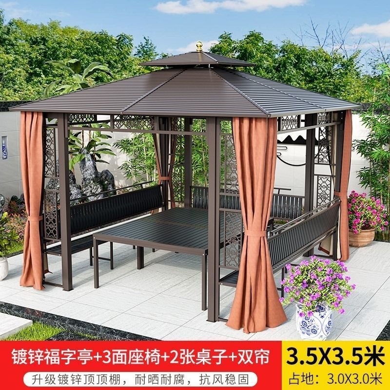 户外凉亭天花板！铝合金庭院亭子真的太香了！别墅露营必备神器