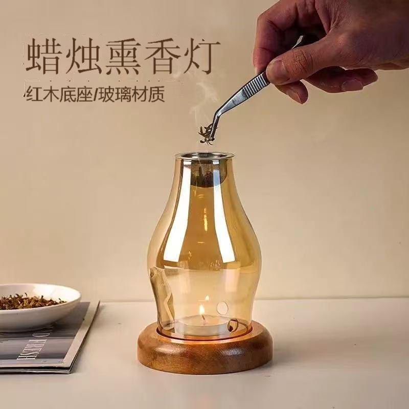 沉香熏香炉蜡烛灯古风玻璃台：穿越千年的雅致生活