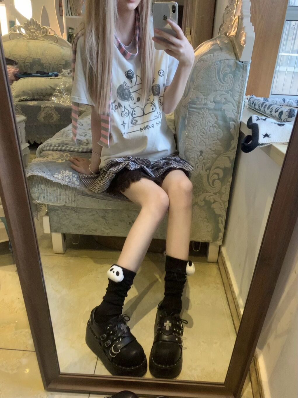 Little Fortune熊猫袜子：白色百搭小腿堆堆，日系甜美软萌，JK女孩的最爱！