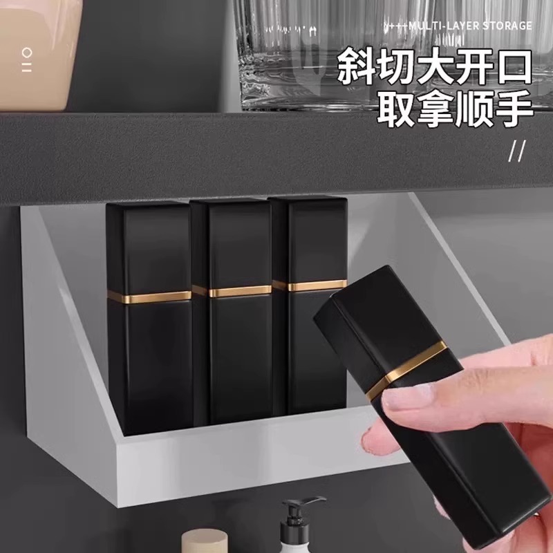 卫生间镜柜收纳盒斜面收纳透明家用收纳架：浴室美妆收纳神器，拯救你的凌乱空间！