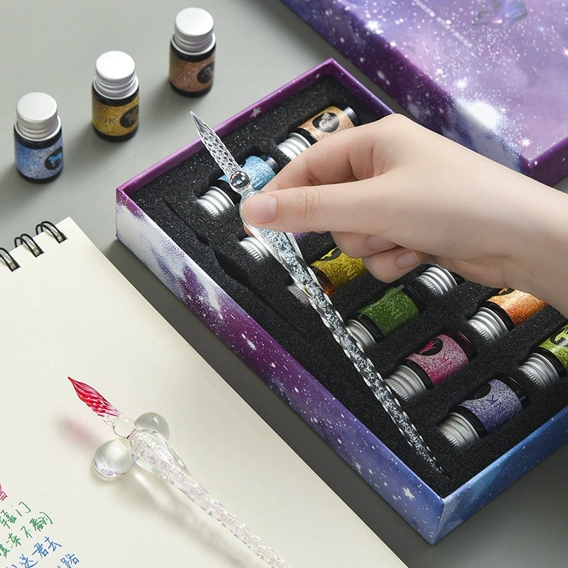 水晶笔星空玻璃笔：古风仙气网红同款，学生必备高颜值礼品套装！