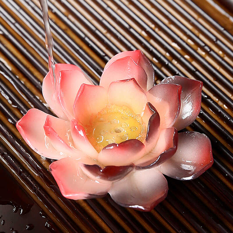 变色茶宠陶瓷莲花茶桌茶盘摆件：禅意生活必备，手工艺术精品！