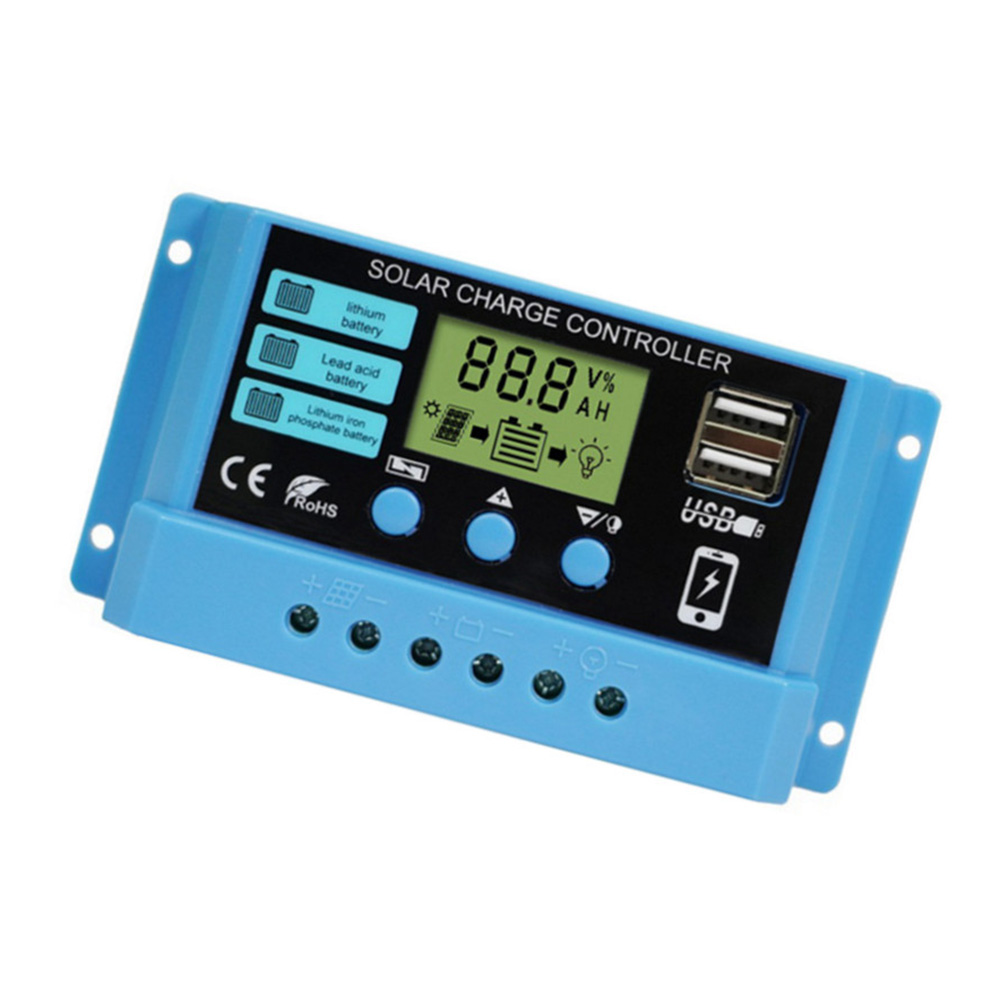 PWM太阳能控制器12V/24V/10A液晶屏显示，光伏板发电路灯充电的秘密武器！