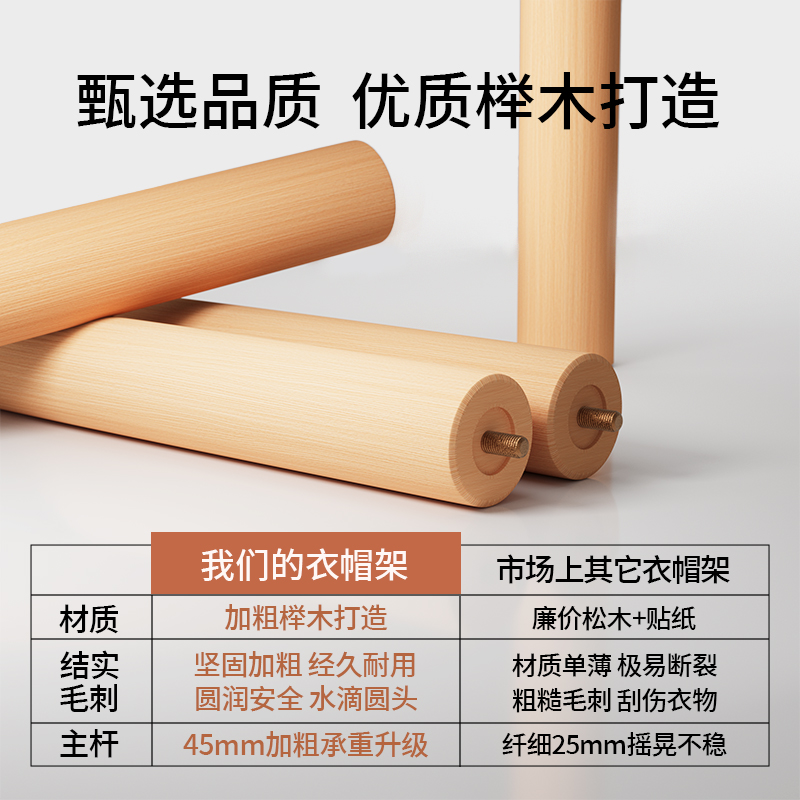 实木落地衣帽架：复古风情，打造高端民宿陈列新风尚！✨