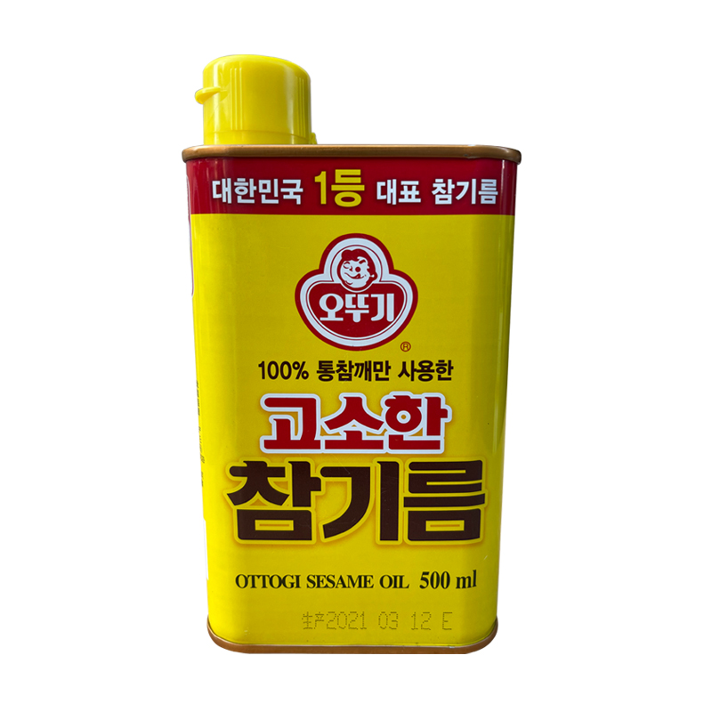 包邮韩国进口不倒翁芝麻油500ml铁罐装：烹饪凉拌紫菜包饭调味香油的秘密武器