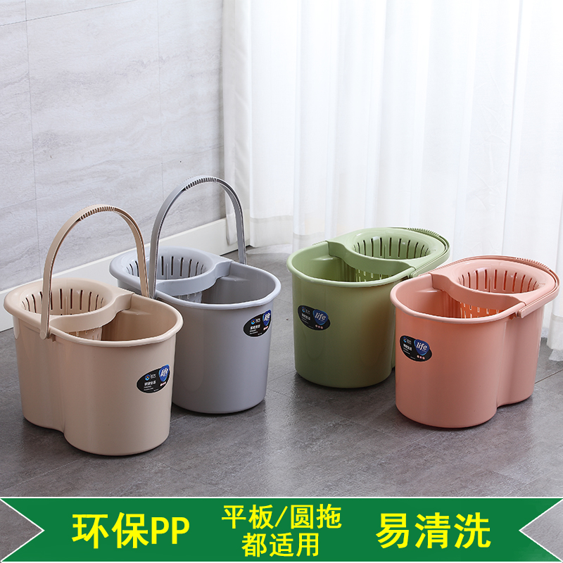 手压带滑轮加厚洗桶挤水桶墩布清洁单桶拖把压干桶家用大容量：家庭清洁神器，懒人必备！