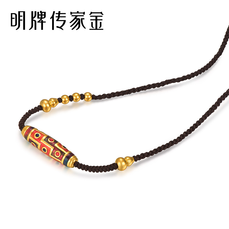 明牌珠宝古法黄金项链，金耀天珠足金葫芦吉祥套链AFC0720，传承经典，点亮你的优雅魅力✨