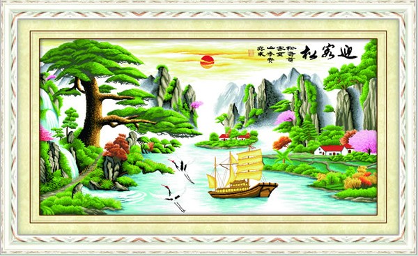 C1903迎客松（财运版）十字绣图：绣出好运，点亮家居！