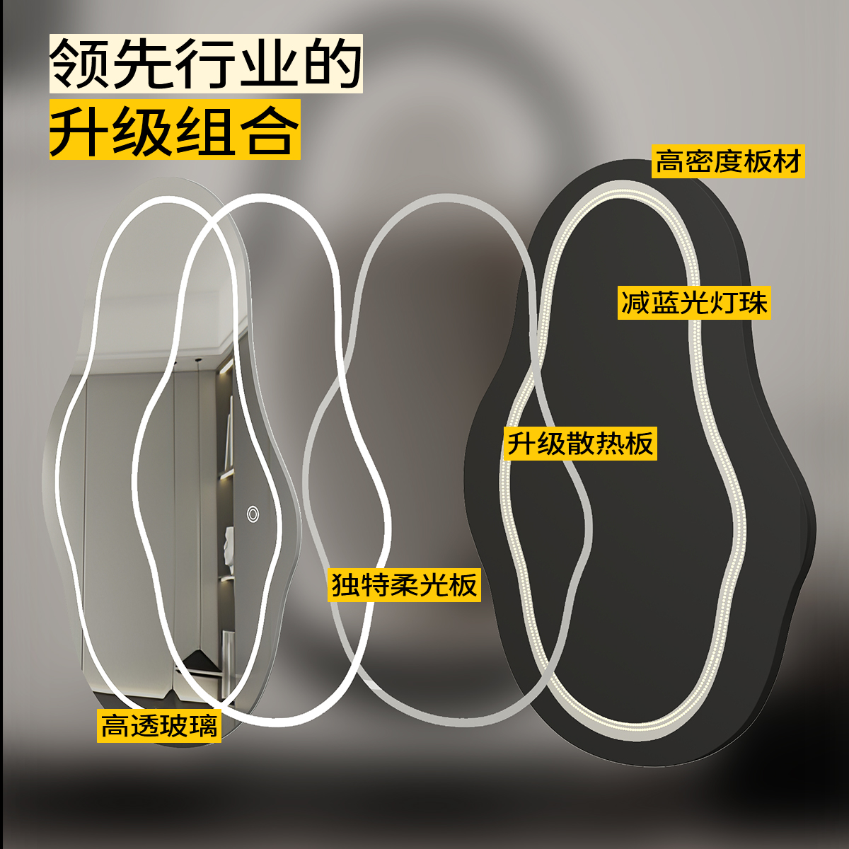 轻奢高级感梳妆台镜子：主卧壁挂智能LED化妆镜，点亮你的美丽瞬间✨