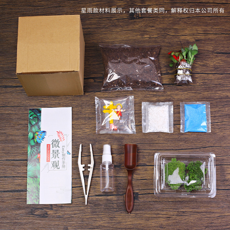 桌面青苔藓多肉微景观生态瓶！手动儿童迷你盆栽DIY材料包，萌到心化了