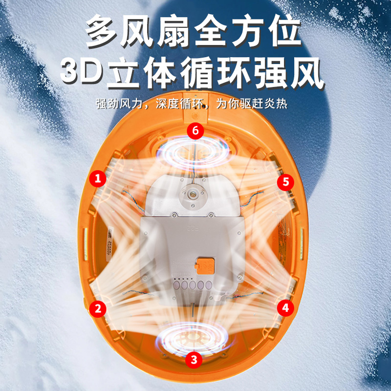 工地防晒帽充电六风扇帽新款空调帽制冷太阳能风扇帽安全帽带风扇：工地上最酷的降温神器！