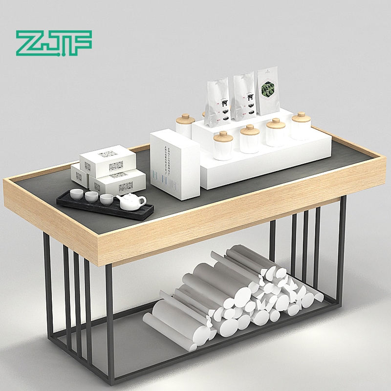 众匠坊茶叶店：靠墙边岛柜茶具展示架，黑色中岛陈列柜引领新风尚！