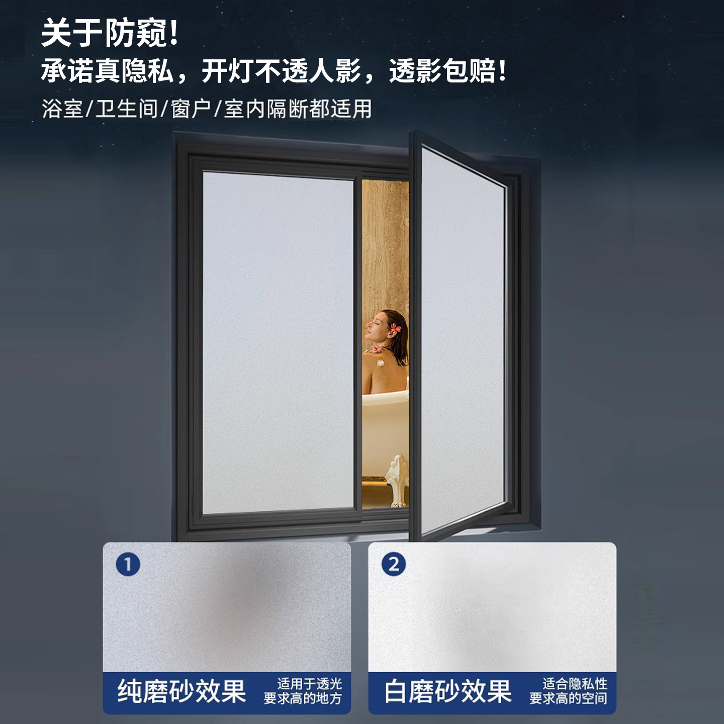 窗户磨砂自粘玻璃贴纸：透光不透明，办公室浴室防窥视新选择！