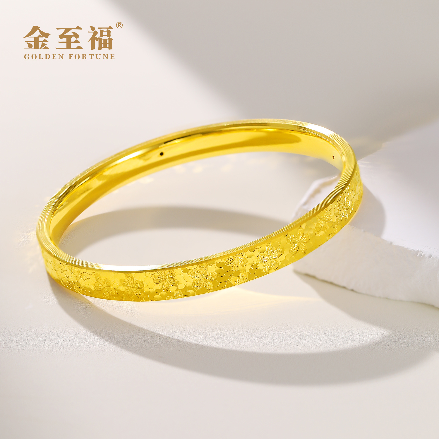 禧合润小皱菊开口女手环，古法黄金手镯足金999.9，筷子设计空心手镯，精致奢华新风尚✨
