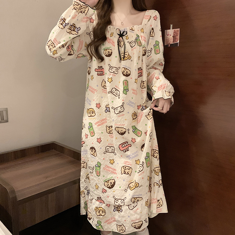 胖东来带胸垫春秋长袖睡裙：甜美防凸，轻松实现内外兼修的时尚梦想！