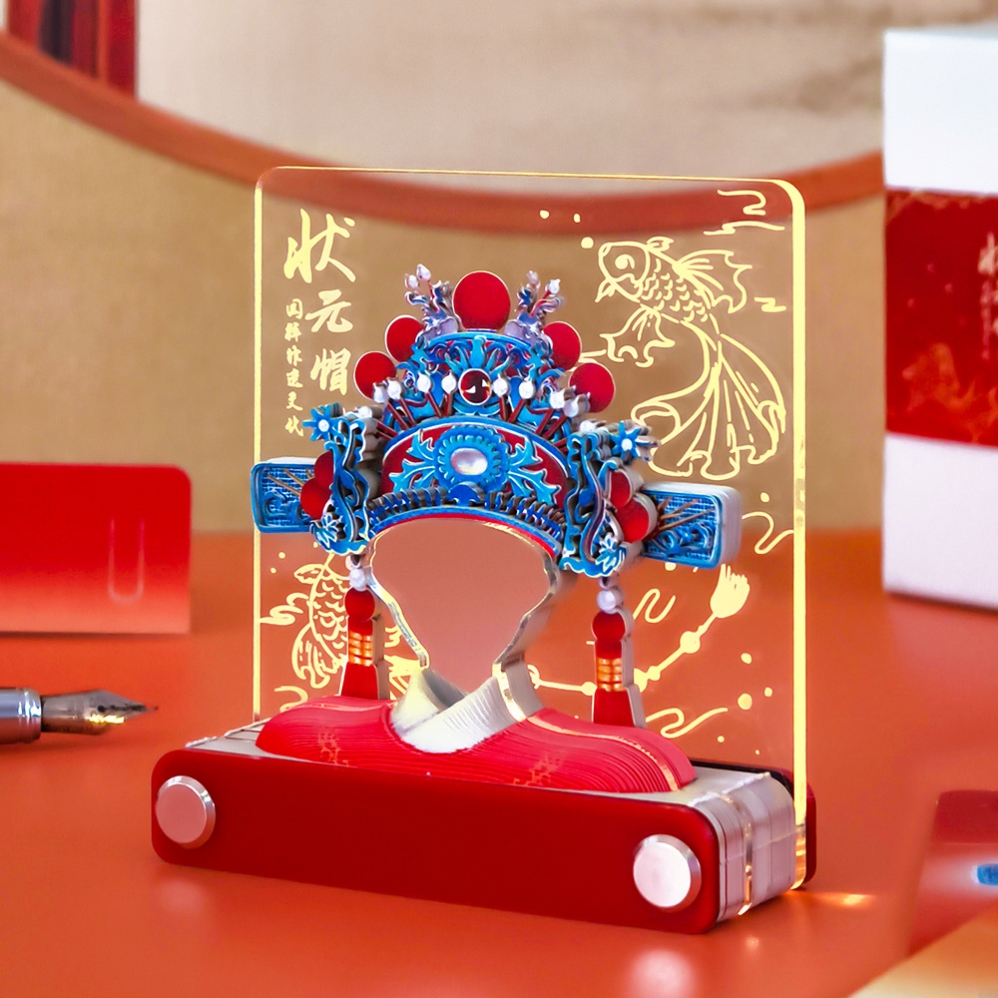 非遗国潮状元帽：3D立体纸雕便签，毕业季解压神器，创意桌面摆件