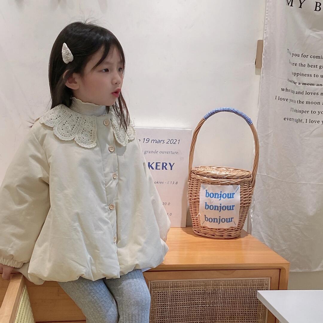 2025秋冬女童甜美可爱蕾丝娃娃领花苞棉服，洋气夹棉外套，宝贝穿出童话感✨