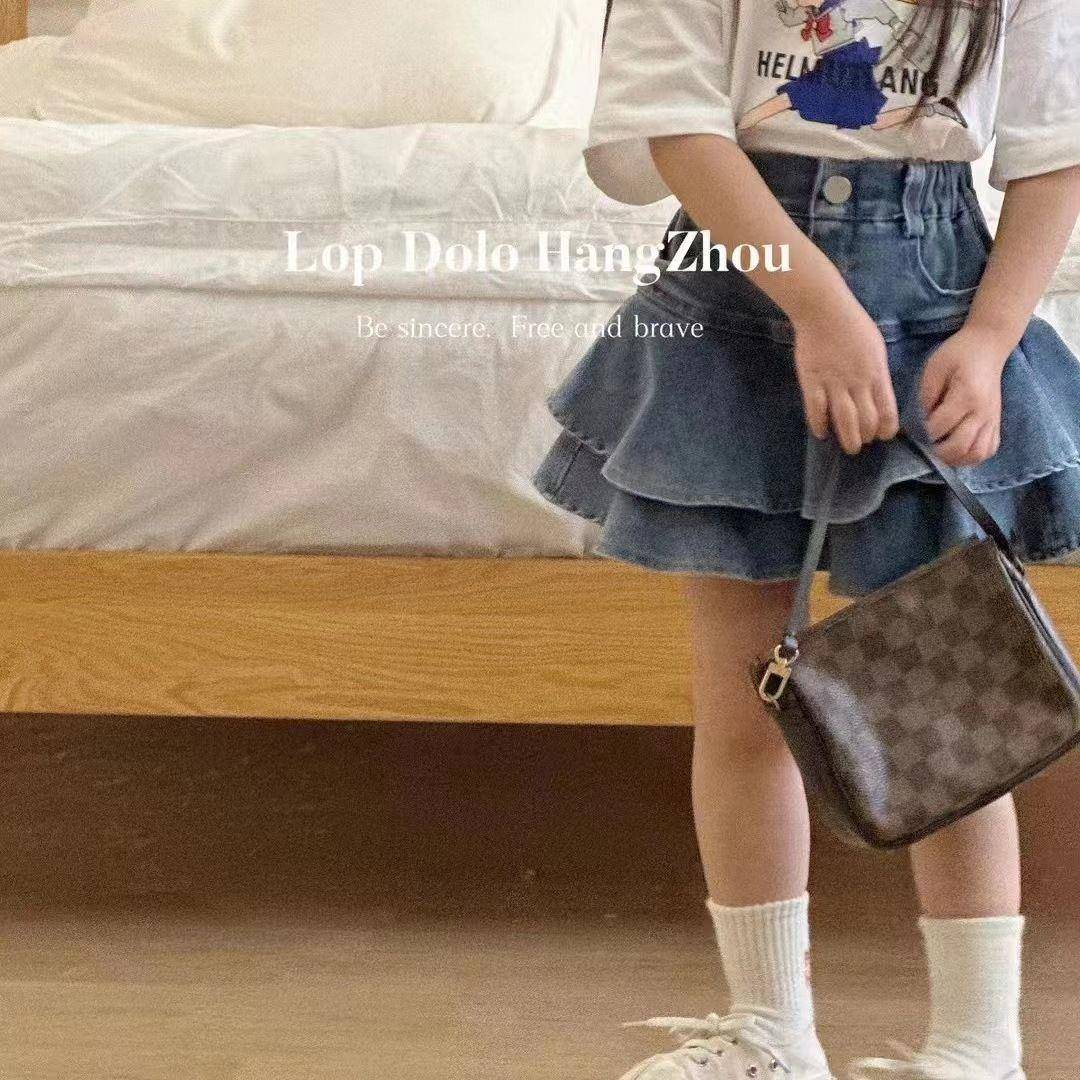 女童牛仔裙裤半身裙蛋糕裙夏装洋气儿童女孩防走光短裙套装T恤：夏日小公主的完美搭配秘籍！