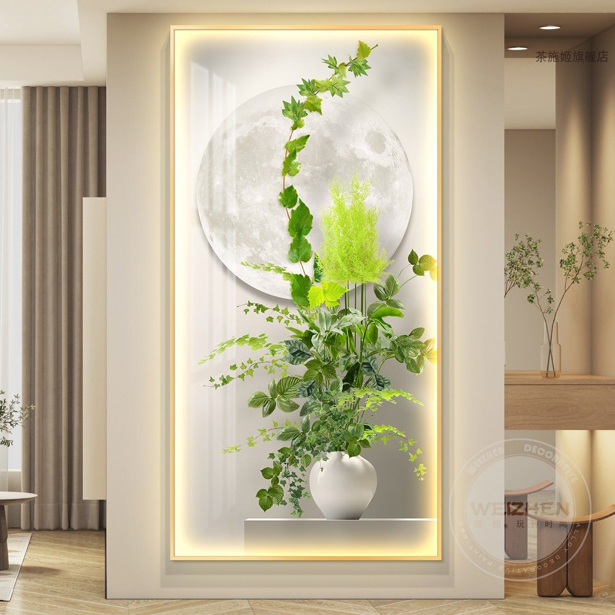 LED灯光画入户玄关装饰画：点亮家的门面，轻奢晶瓷挂画让夜晚也闪耀✨