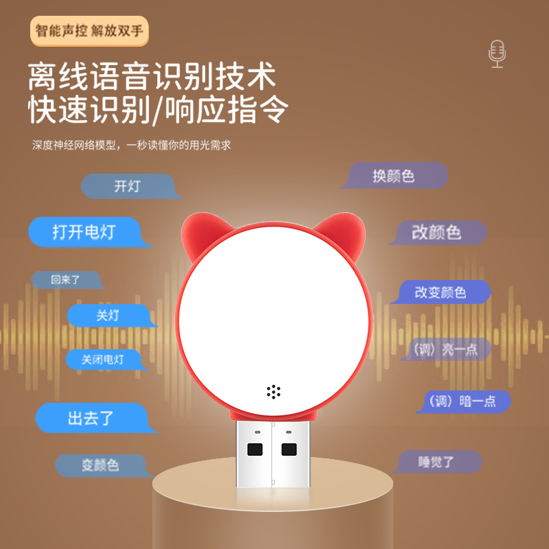 萌猫USB语音变色小夜灯：听懂你的话，陪你入眠的暖心伴侣✨