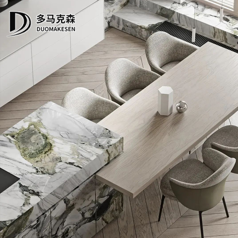 实木悬浮岛台餐桌一体奢岩板现代简约高档网红家用厨房中岛柜餐厅，如何打造你的梦幻厨房?
