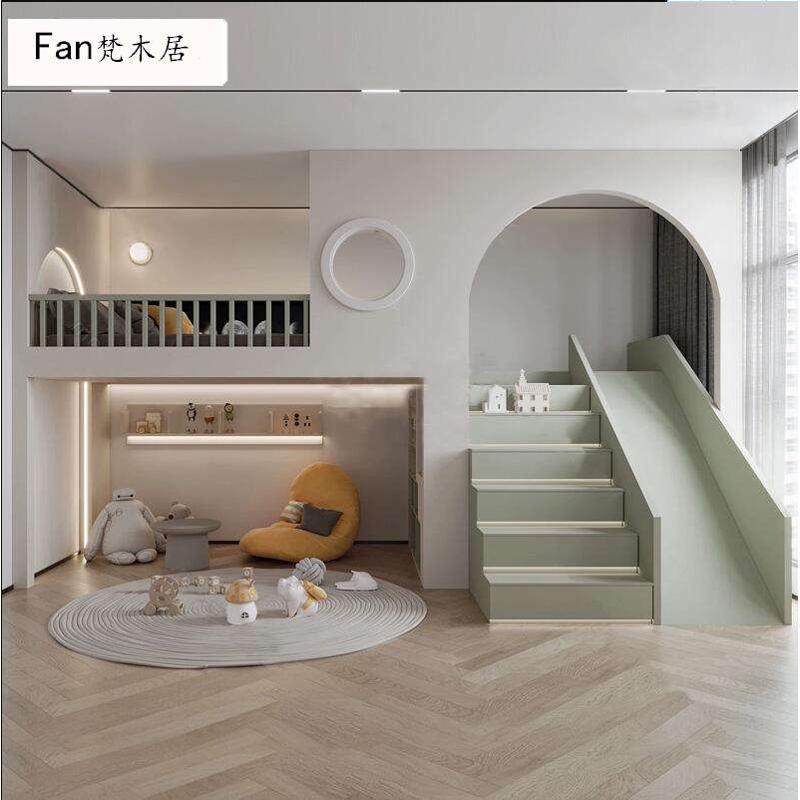 纯实木定制儿童房空间上下床：打造梦幻公主城堡，女孩的专属童话天地