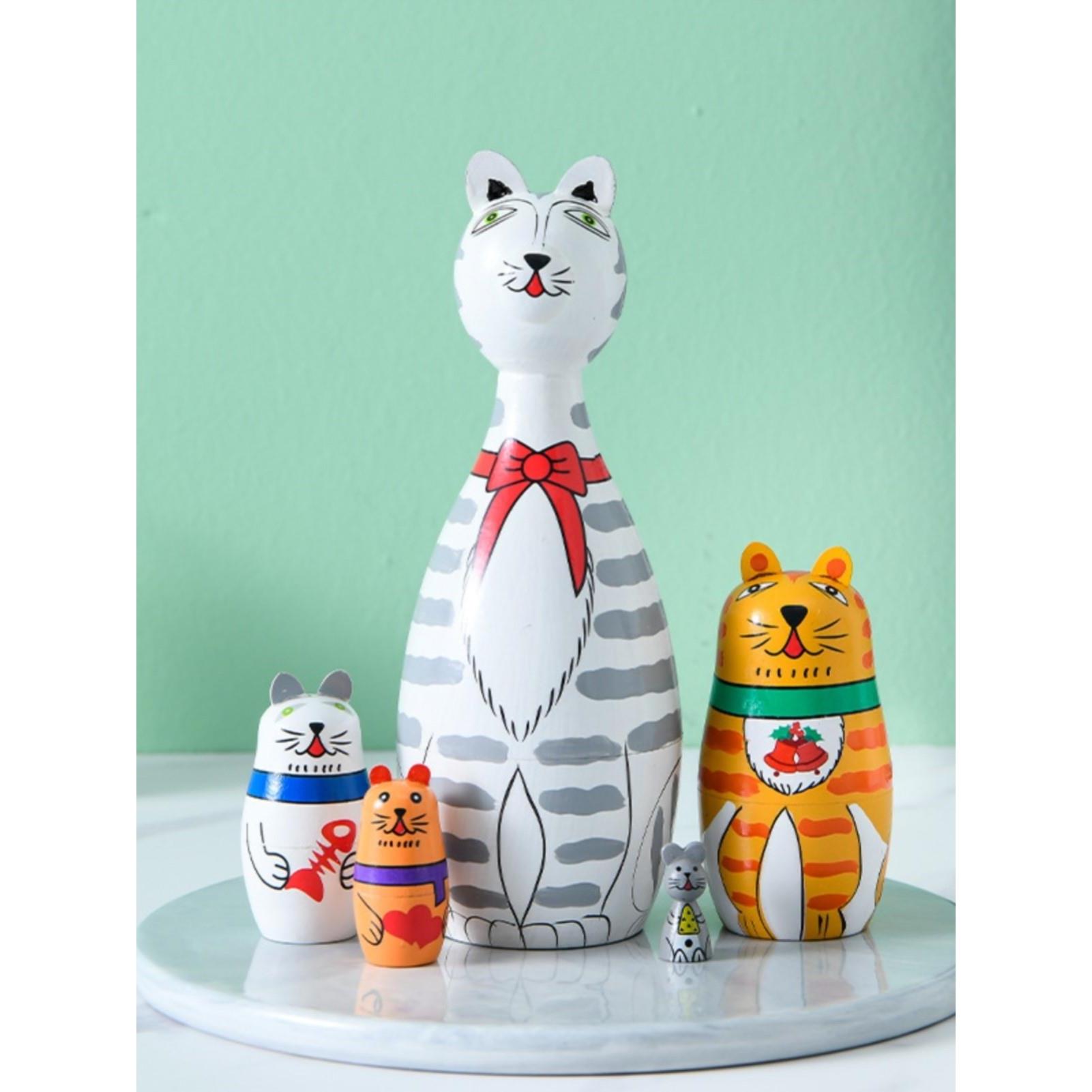俄罗斯套娃小猪佩奇六层木制工艺品，给孩子的欢乐全家福