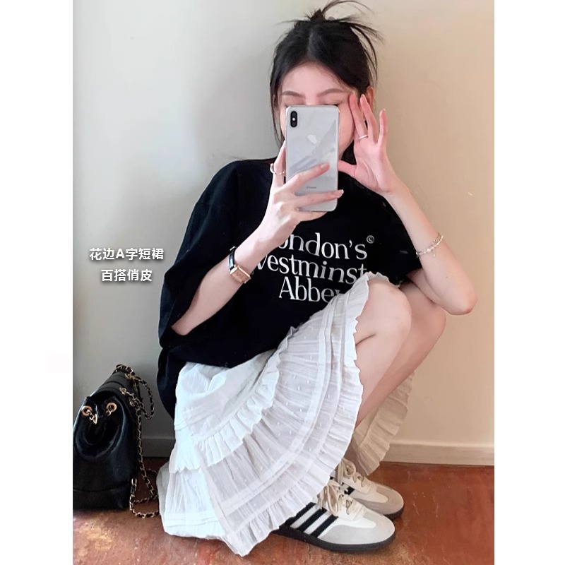 白色蕾丝蓬蓬蛋糕短裙：夏日小仙女必备，大码小个子也能美美哒！