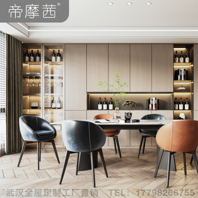 工厂定制兔宝宝玻璃门酒柜餐边柜：打造现代简约轻奢餐厅的秘密武器！