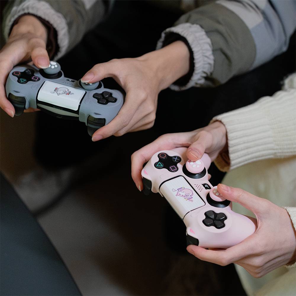 PS4手柄保护套猫耳版：软萌全包硅胶套，让游戏手感更上一层楼！