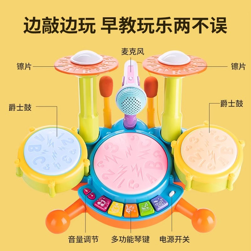 德国新款儿童打鼓玩具乐器：宝宝敲打架子鼓，开启音乐启蒙之旅！