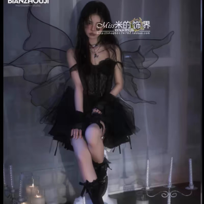 Cos透明精灵蝴蝶翅膀：梦幻儿童BJD娃走秀必备，婚纱摄影天使背神器✨